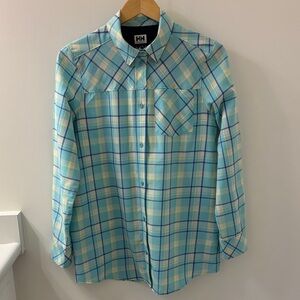 HELLY HANSEN Plaid button down flannel shirt, Sz Large.
